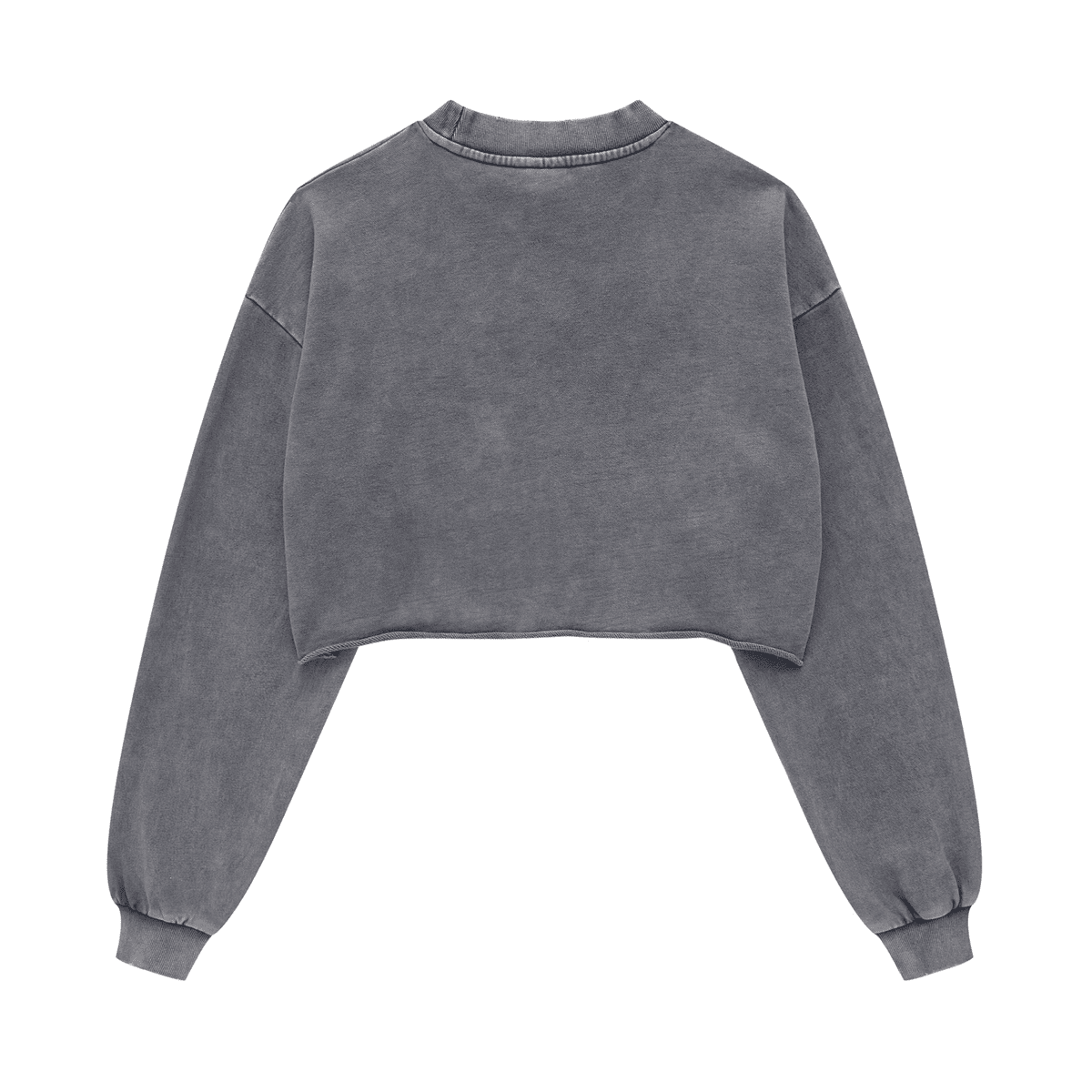 Washed Raw-Edge Cropped Crew Neck Sweatshirt