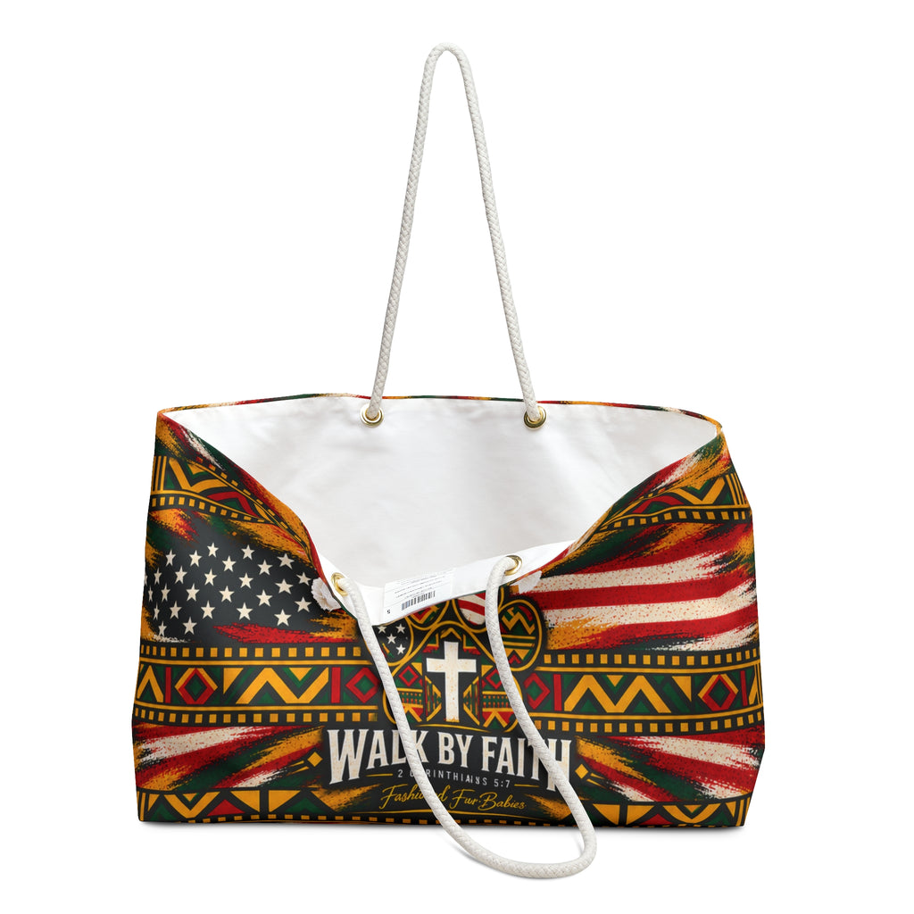 Walk by Faith Christian American Flag Weekender Bag