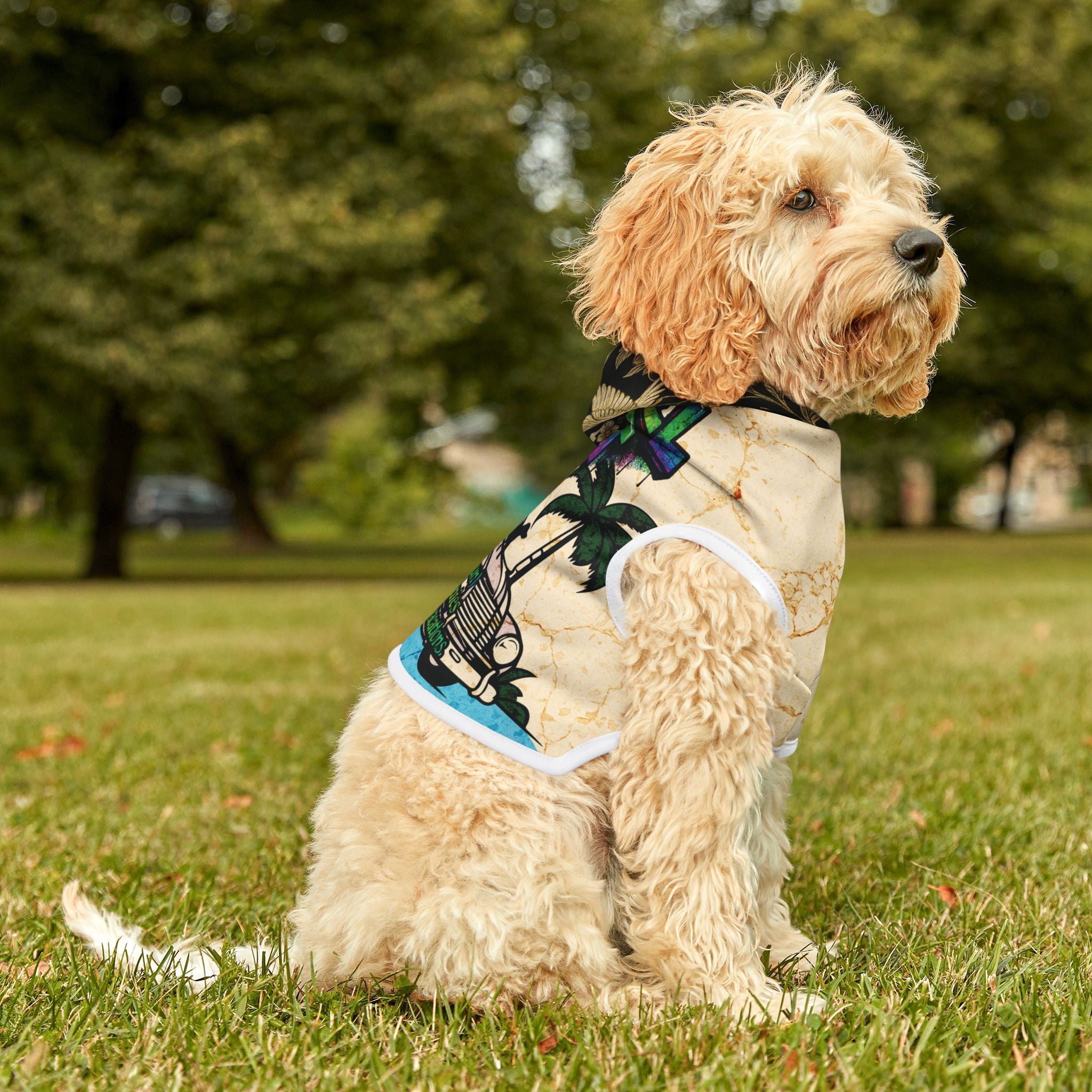 Dog Hoodie Sleeveless Sweatshirt - I Will Tear Your Ankles Up - Black and Gold Lettering