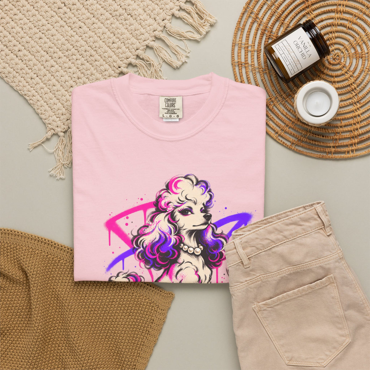 Poodle 'Fur Grandma' Graphic T-Shirt — Retro Neon Pet Lover Tee