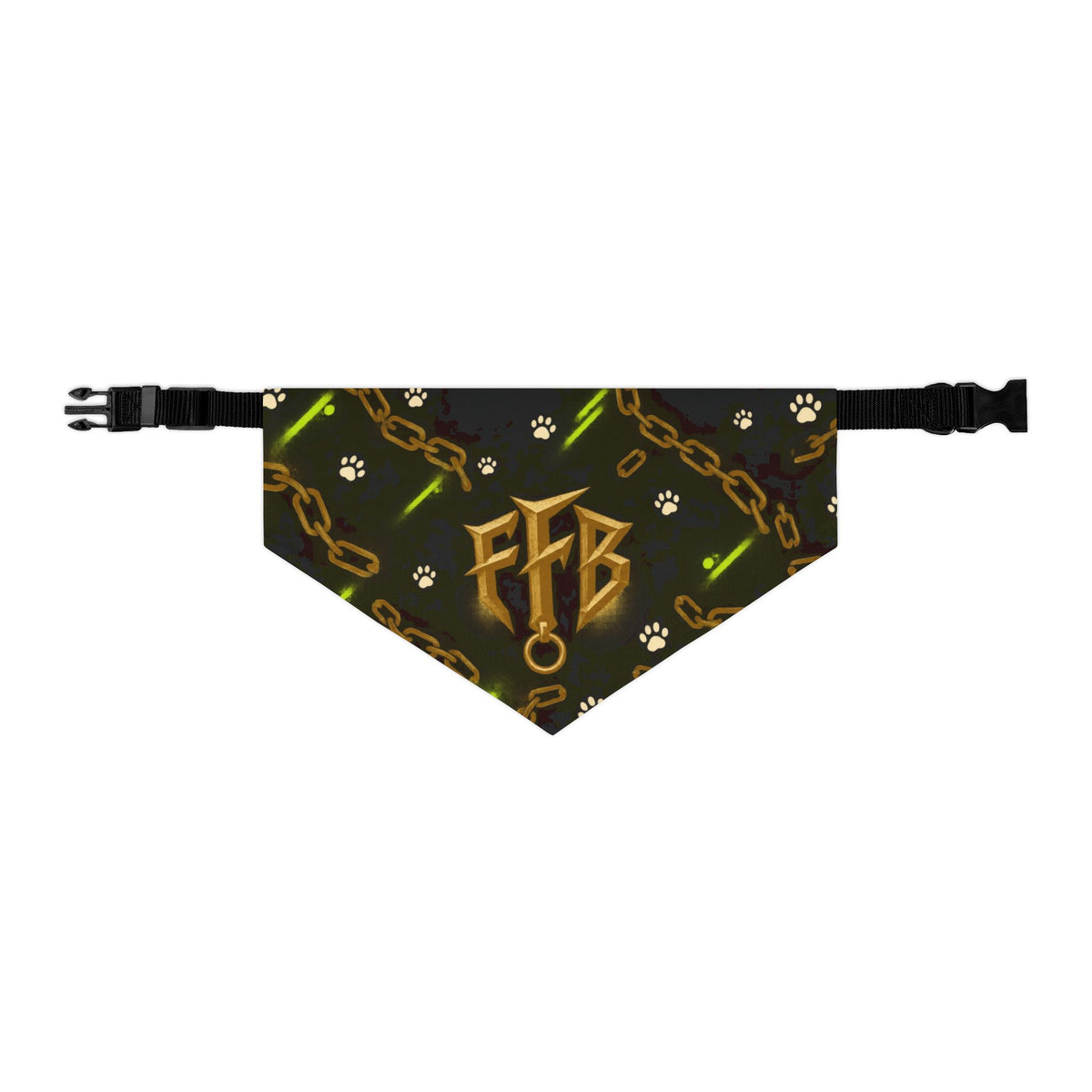 Gold Chain 'FTB' Pet Bandana Collar – Luxury Collar Accessory for Dogs & Cats
