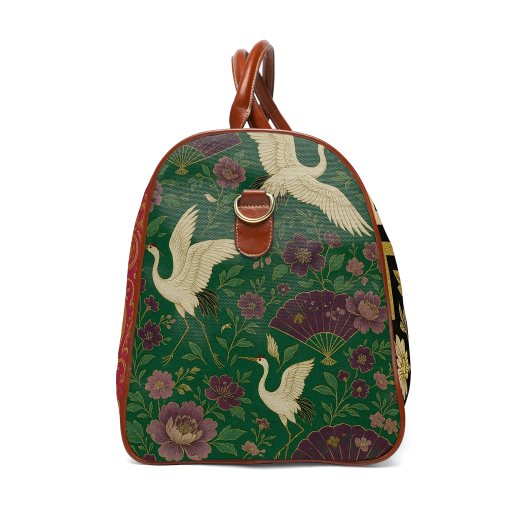 Vintage Floral Waterproof Travel Bag — Elegant Weekender Duffle