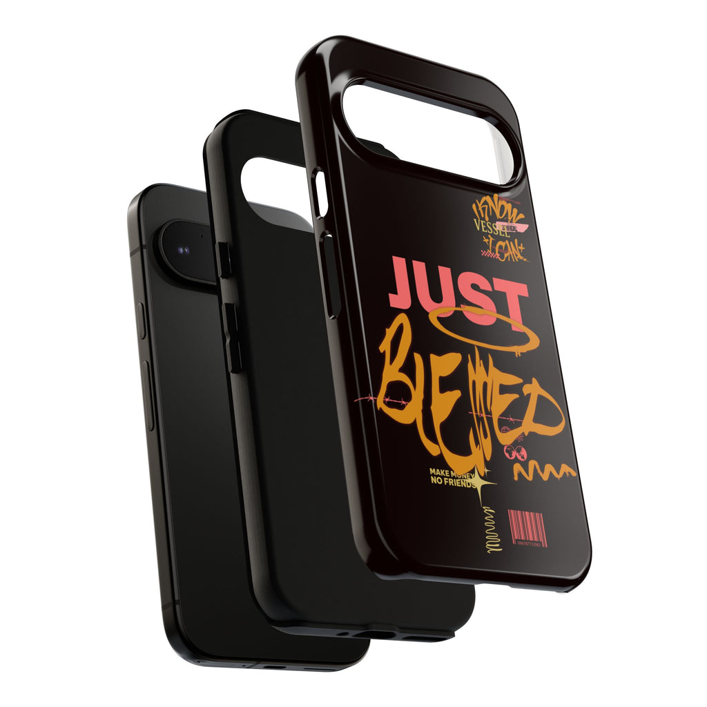 Phone Case — "Just Blessed" Bold Typographic Black Protective Case