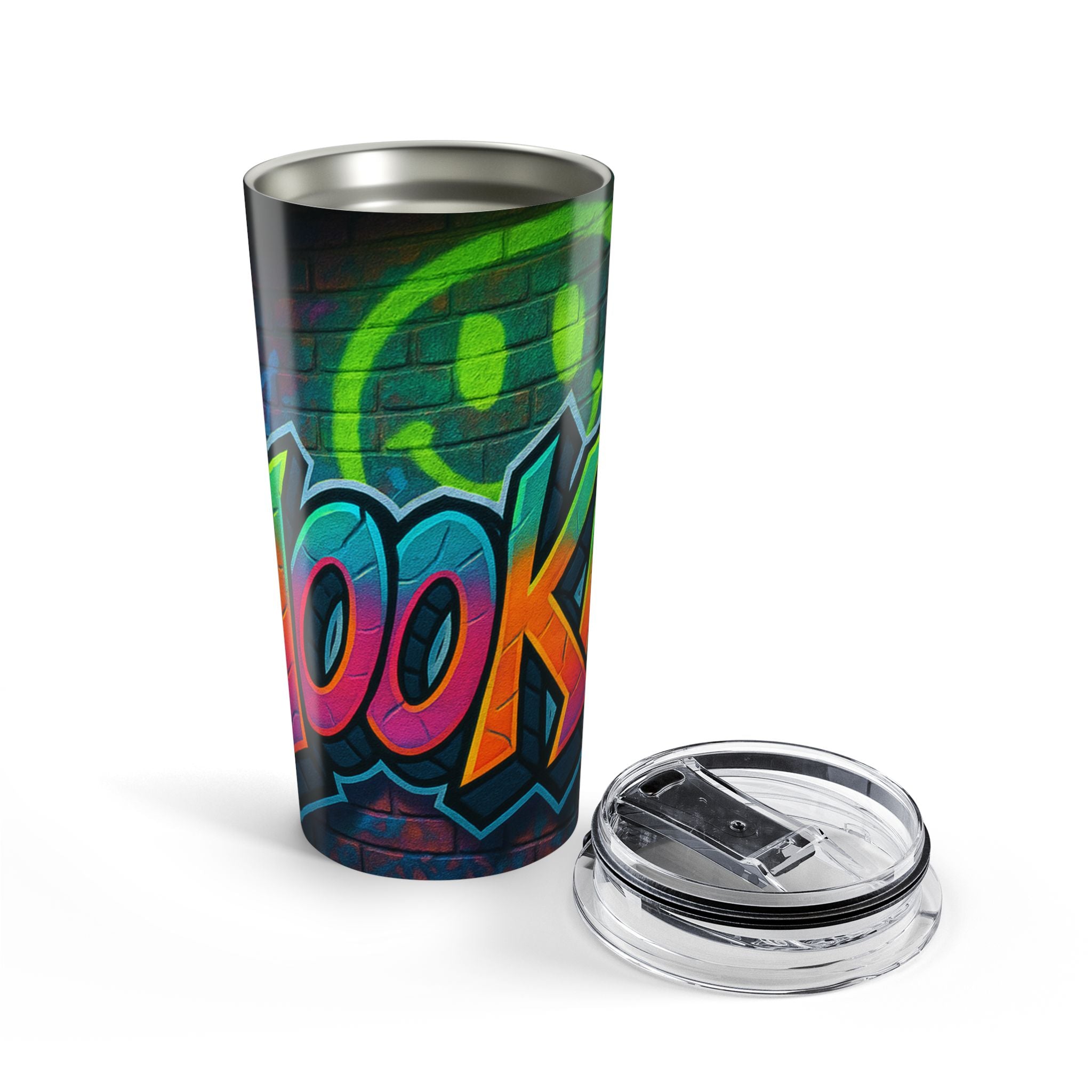 Hey Mooka!, Vibrant Graffiti Tumbler | Colorful 20oz Travel Mug, Hipster Drinkware, Urban Style, Gift for Street Art Lovers, Cool Home Decor