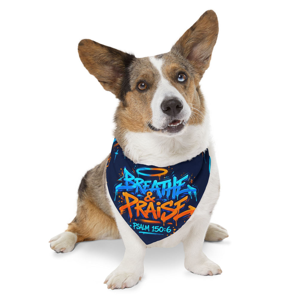 Pet Bandana — “Breathe & Praise” Blue Soundwave Collar Bandana