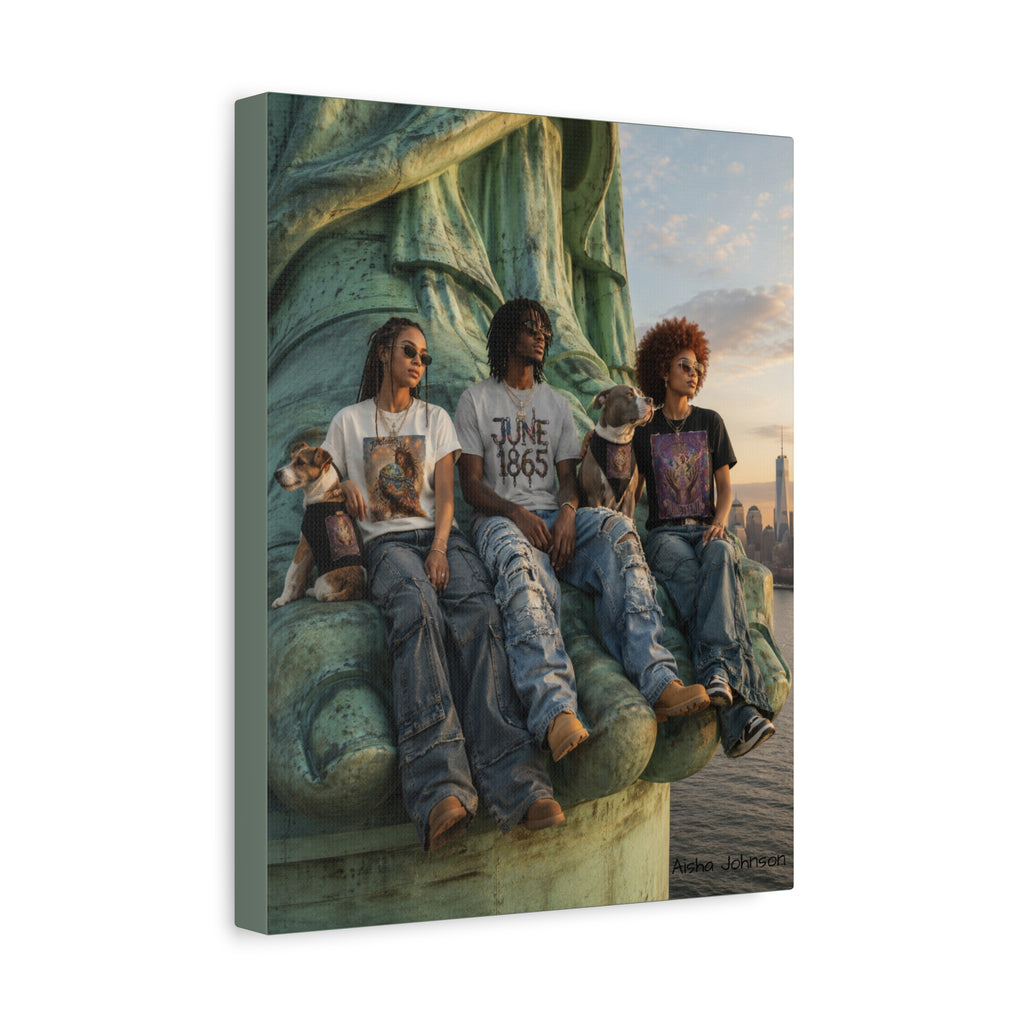 Retro Juneteenth Urban Portrait Matte Canvas Print — Stretched Wall Art