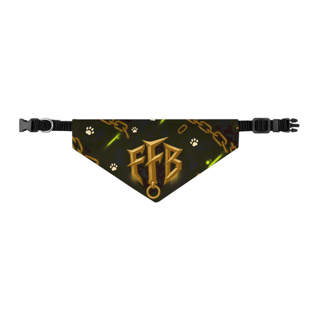 Gold Chain 'FTB' Pet Bandana Collar – Luxury Collar Accessory for Dogs & Cats