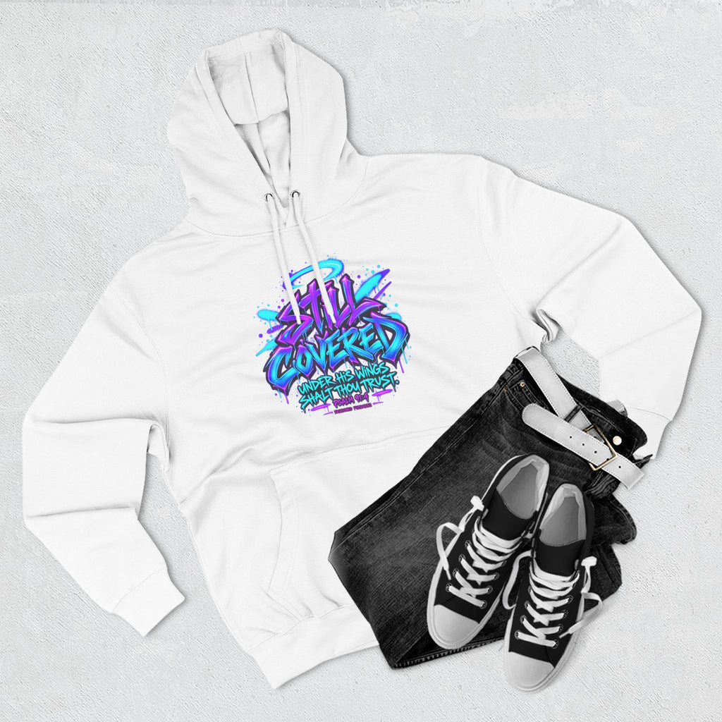 Christian Hoodie — "He Shall Cover Thee" Psalm 91:4 Graphic Fleece Hoodie