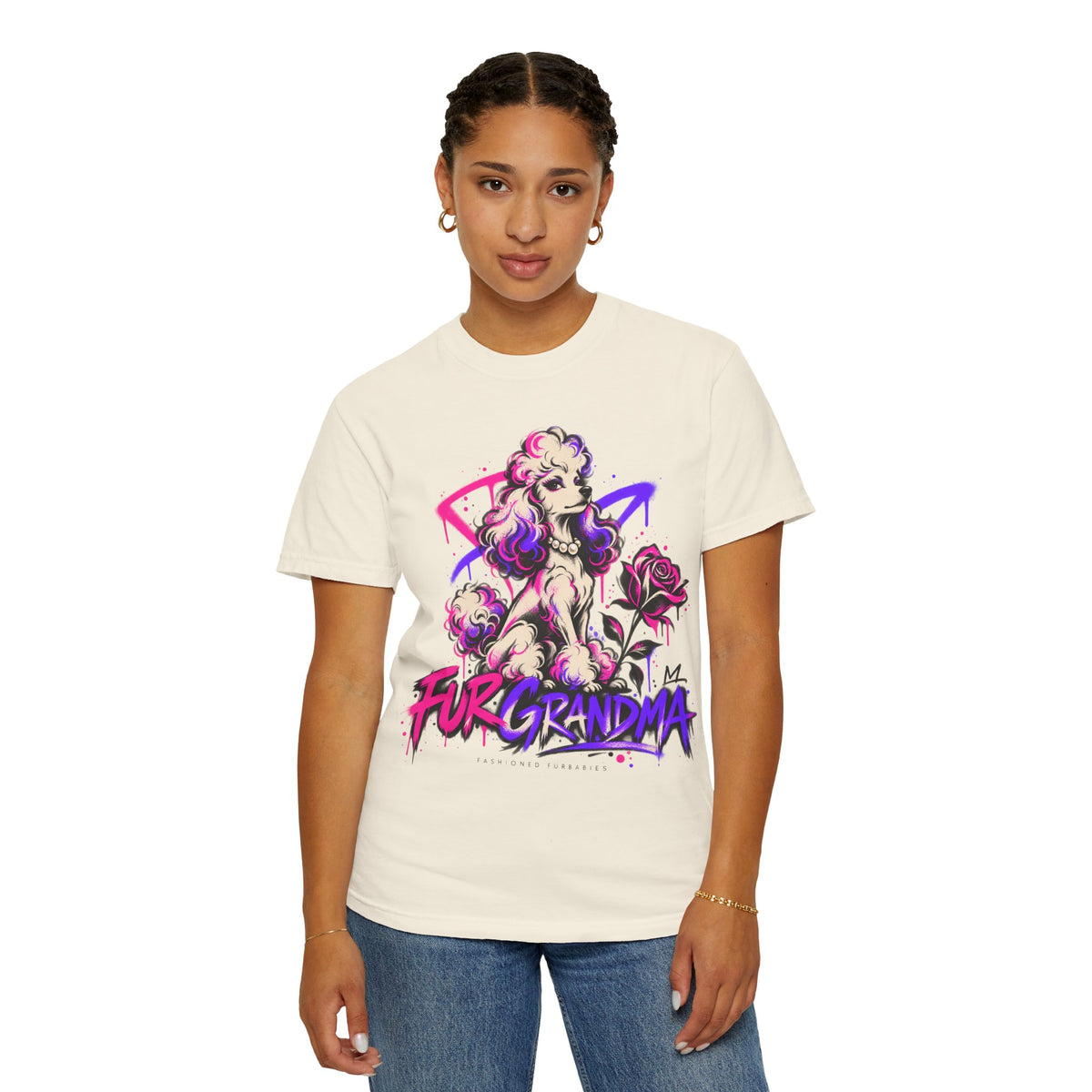 Poodle 'Fur Grandma' Graphic T-Shirt — Retro Neon Pet Lover Tee
