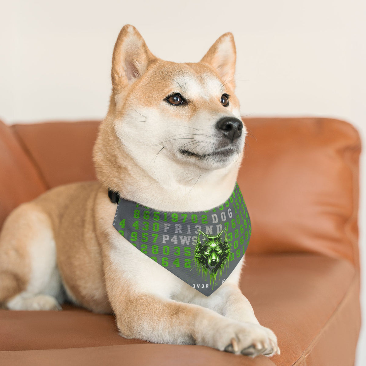 Blue Cyber Code Pet Bandana Collar — P4W5 0V3R P30PL3 Design