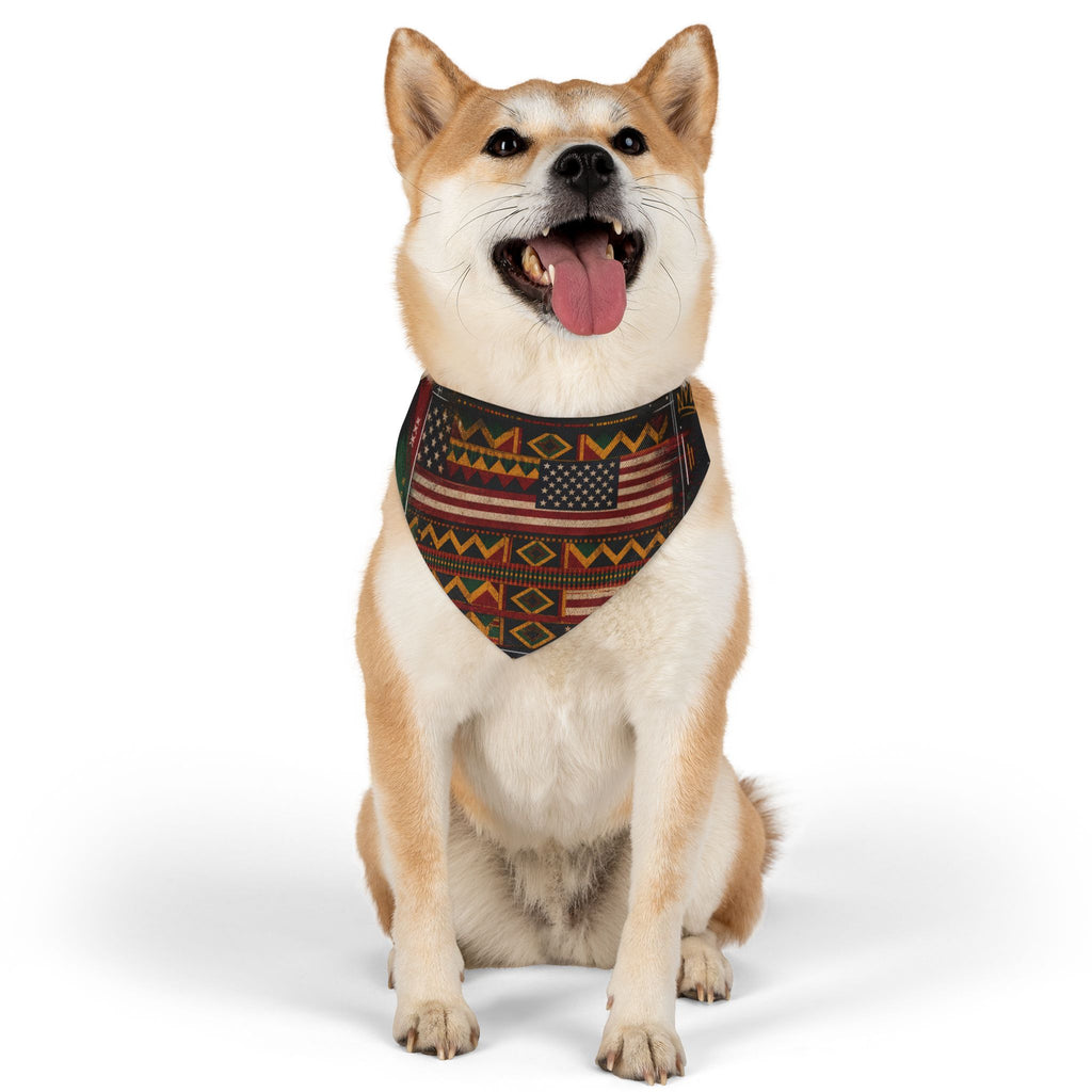 Geometric Kente Inspired and USA Print Pet Bandana Collar