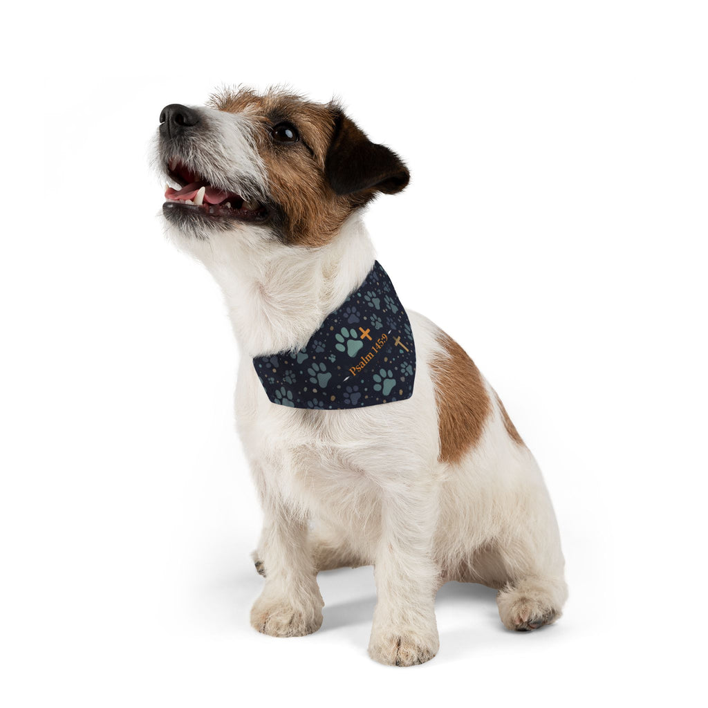 Religious Paw Print Pet Bandana Collar — Psalm 34:5 Dog Scarf,  , Matching Human Shirt Available