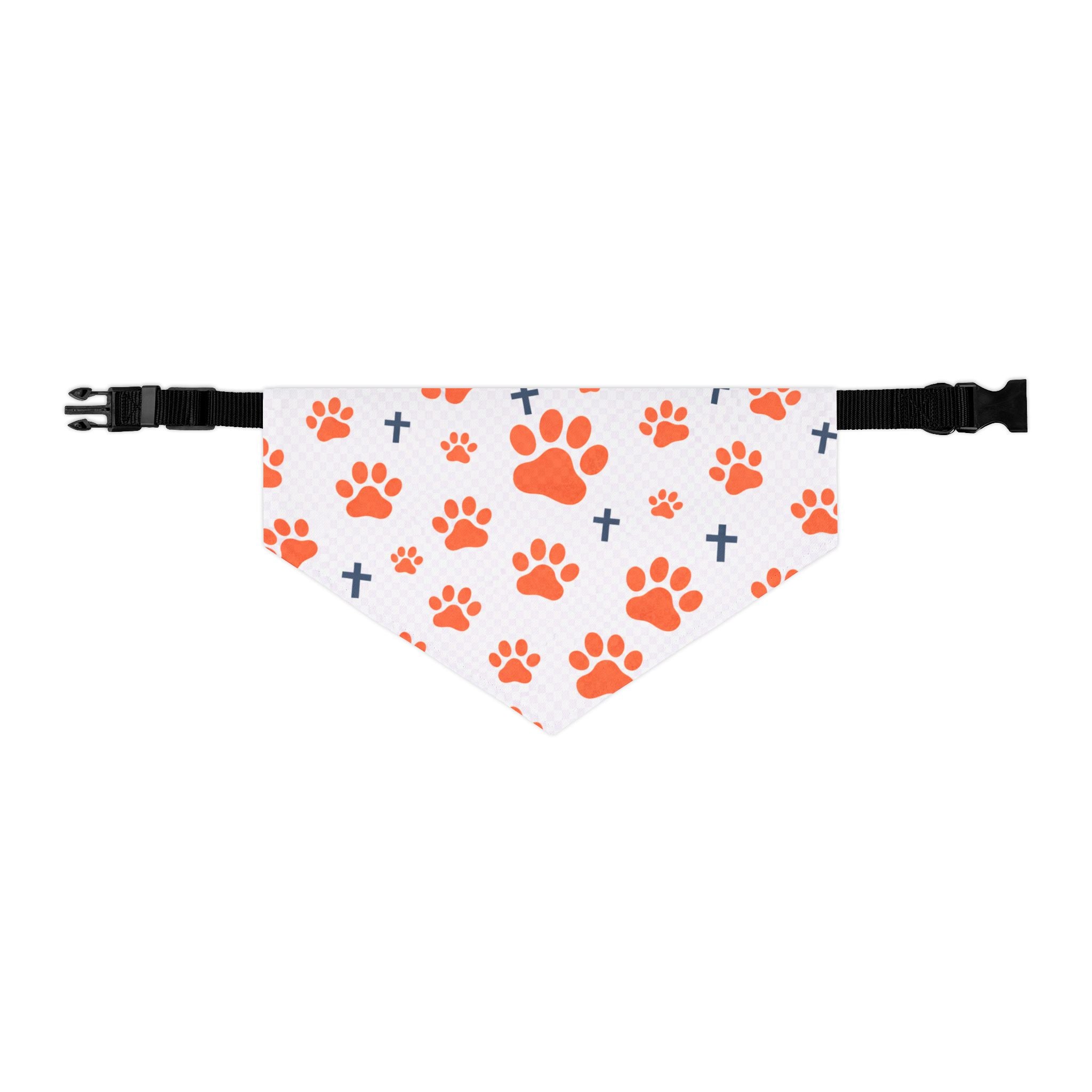 Orange Paw Print Pet Bandana Collar – Cute Dog & Cat Accessory, Matching Human Apparel Available