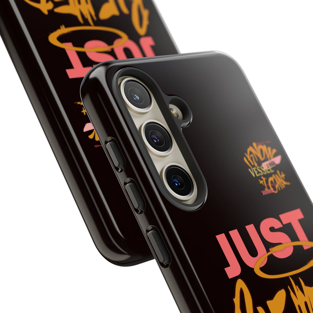 Phone Case — "Just Blessed" Bold Typographic Black Protective Case
