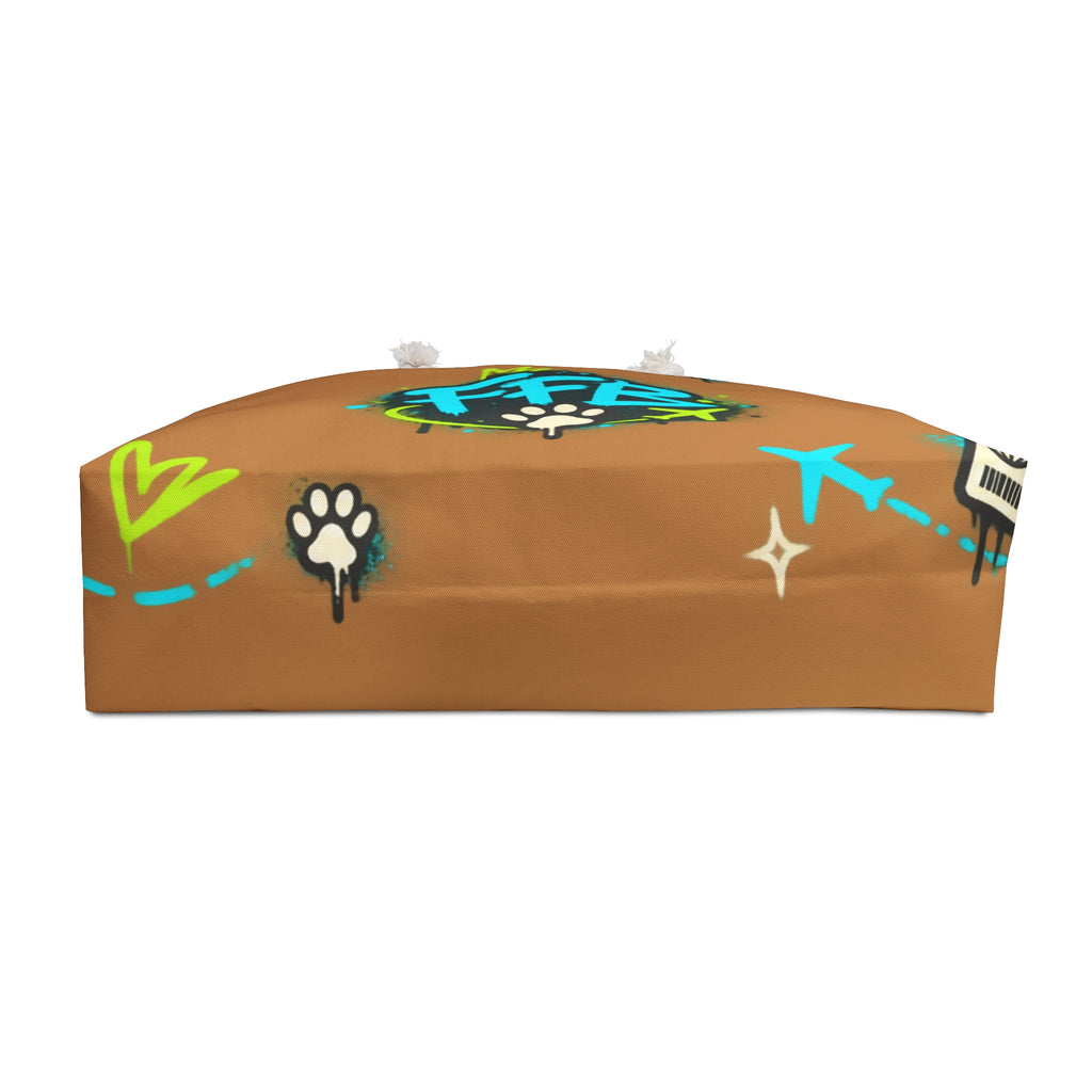 FFB Pawprint Weekender Bag — Travel Tote with Fun Phone & Plane Pattern