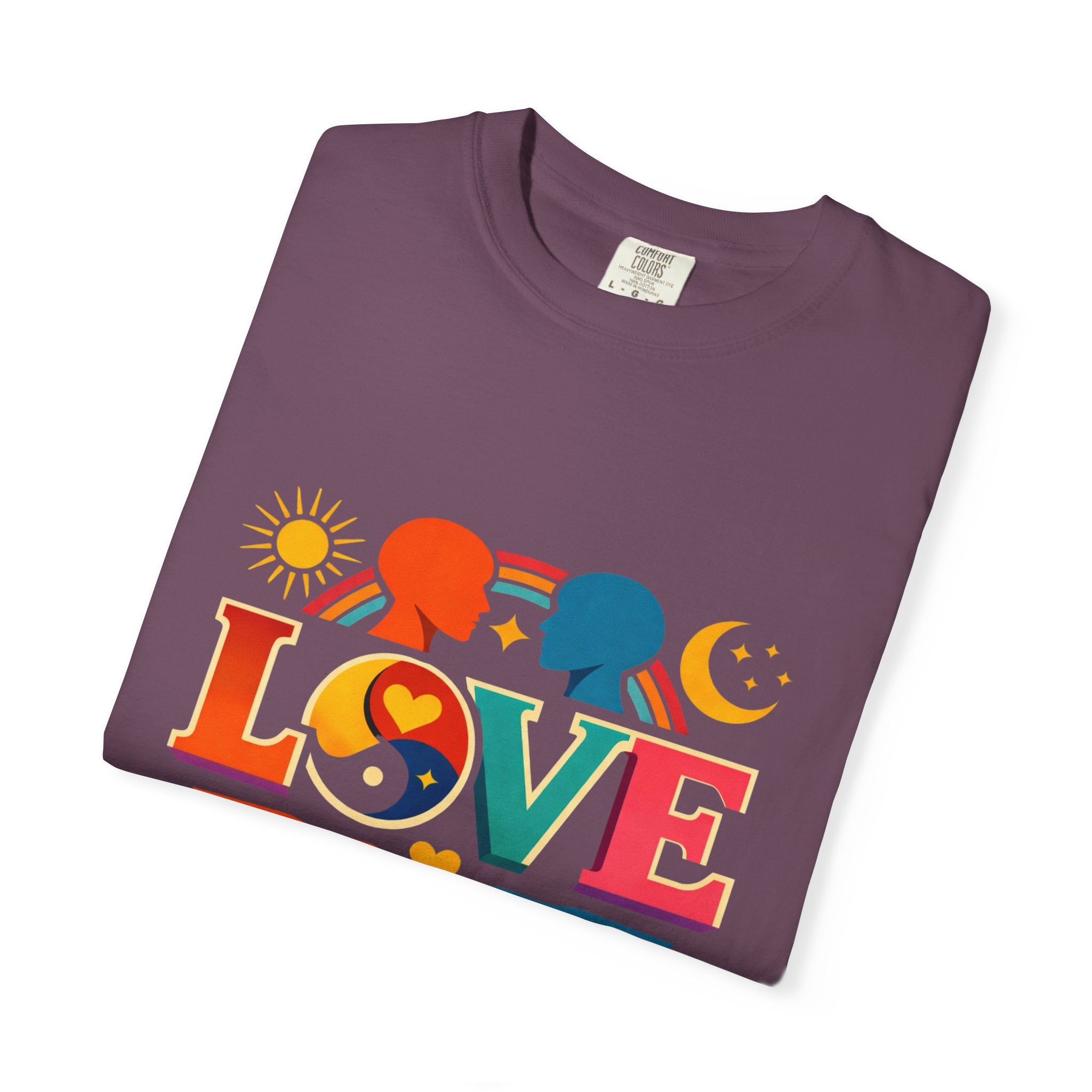 Love Together Retro Graphic T-Shirt — Colorful Peace & Unity Tee