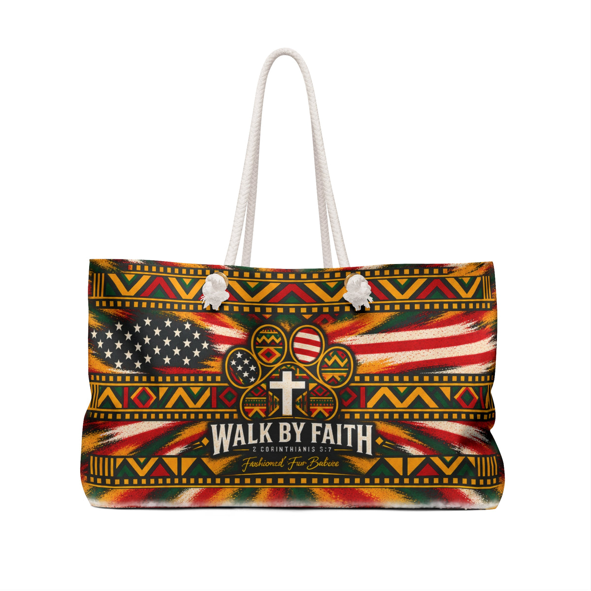 Walk by Faith Christian American Flag Weekender Bag