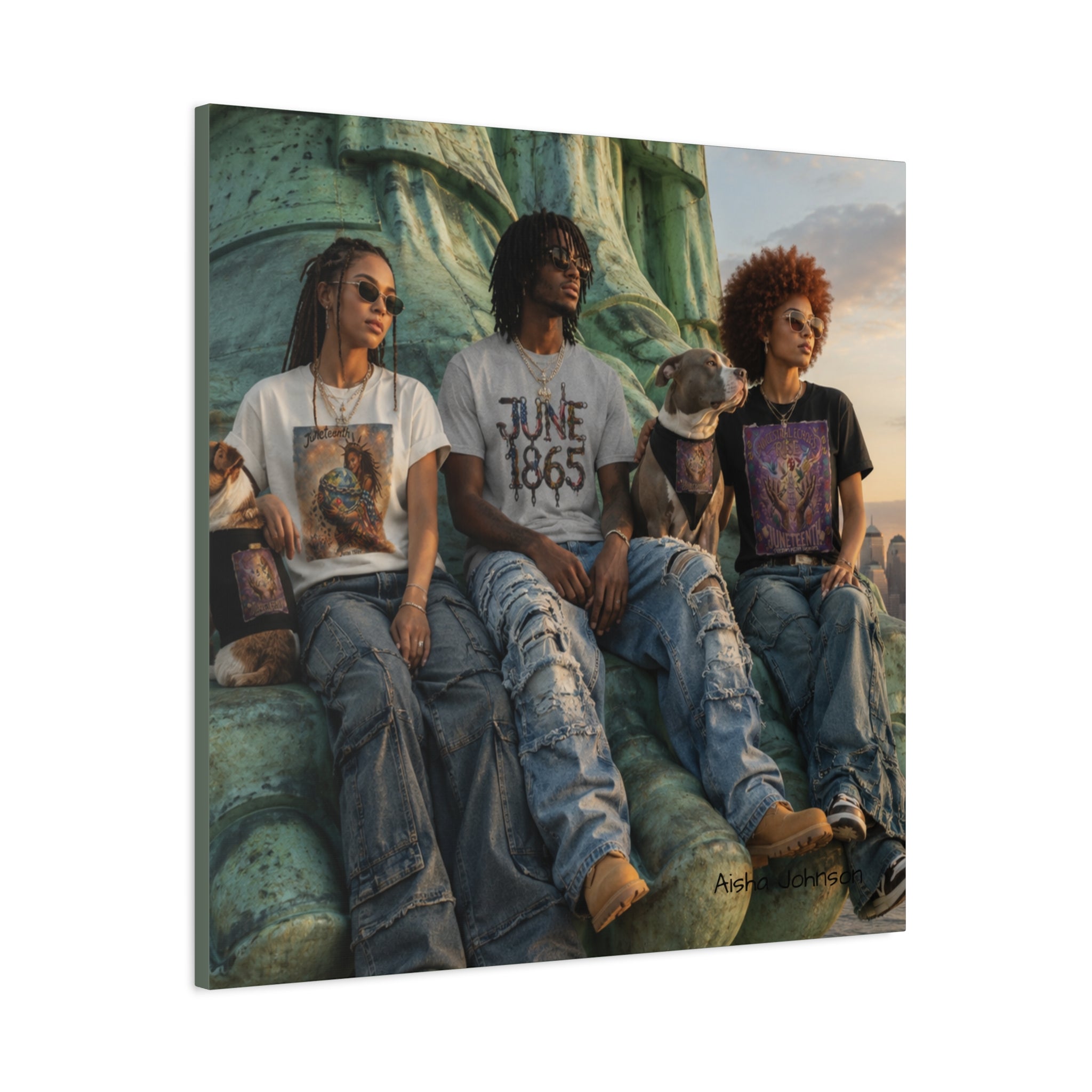 Retro Juneteenth Urban Portrait Matte Canvas Print — Stretched Wall Art