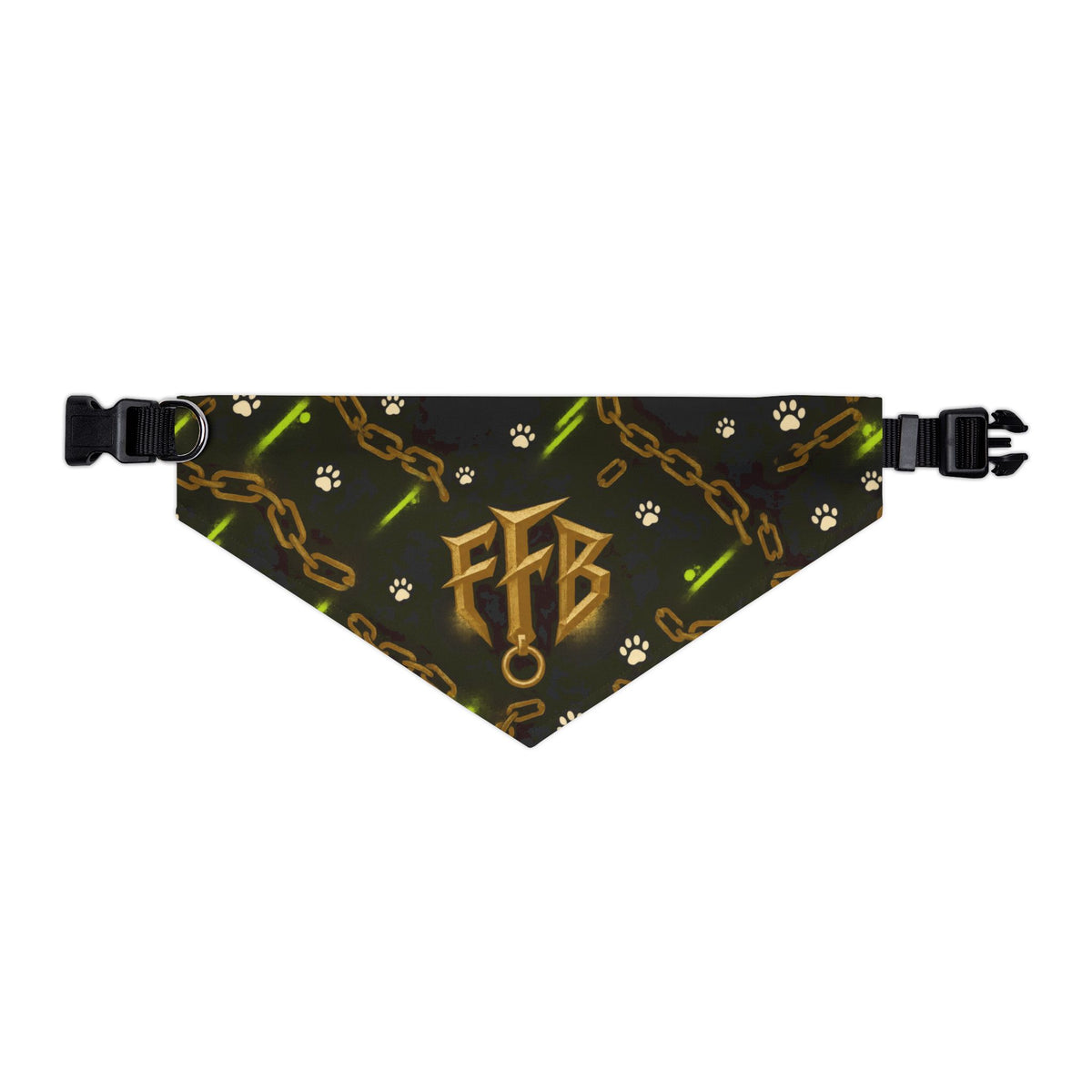 Gold Chain 'FTB' Pet Bandana Collar – Luxury Collar Accessory for Dogs & Cats