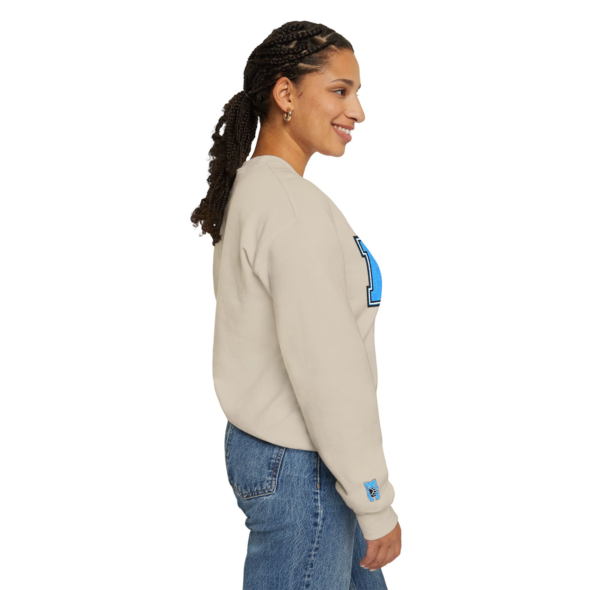 NC Paw Letterman Crewneck Sweatshirt —North Carolina Vintage School Spirit