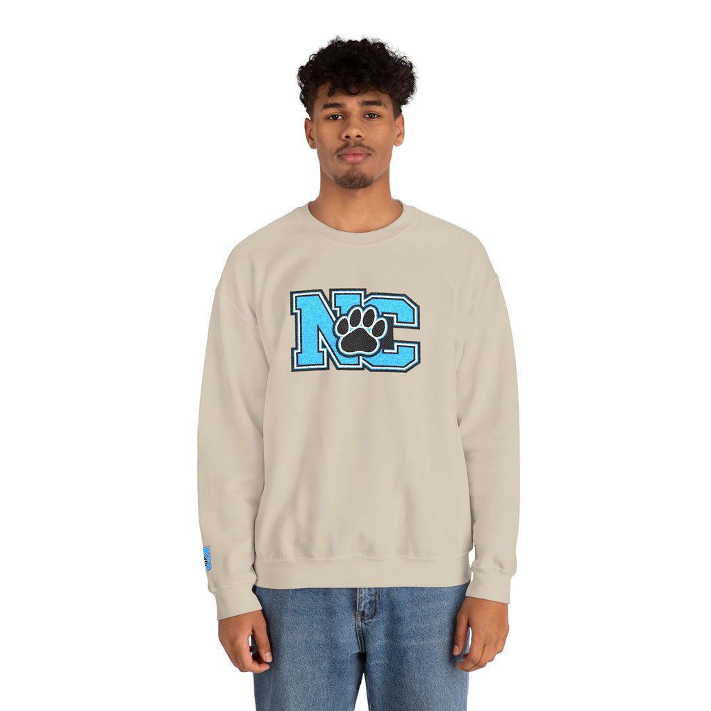 NC Paw Letterman Crewneck Sweatshirt —North Carolina Vintage School Spirit