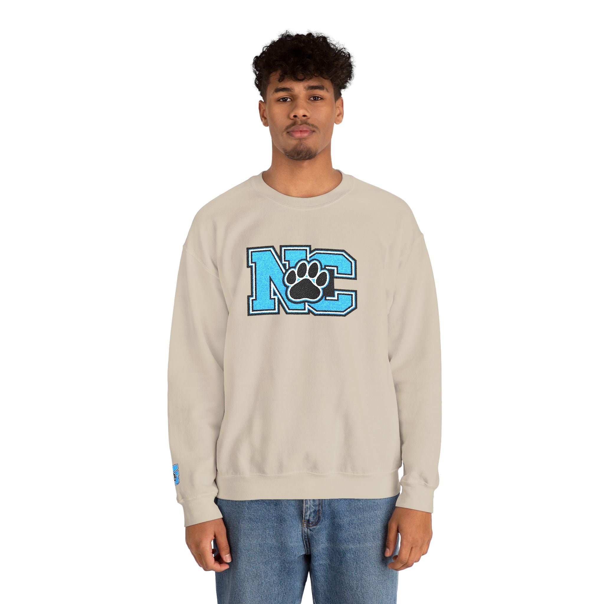 NC Paw Letterman Crewneck Sweatshirt —North Carolina Vintage School Spirit