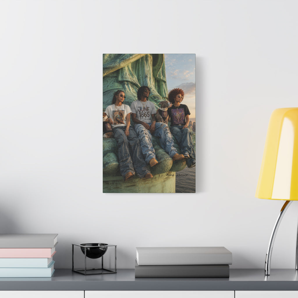 Retro Juneteenth Urban Portrait Matte Canvas Print — Stretched Wall Art