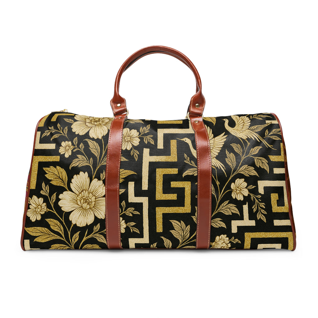 Vintage Floral Waterproof Weekender Bag — Boho Travel Duffel for Women