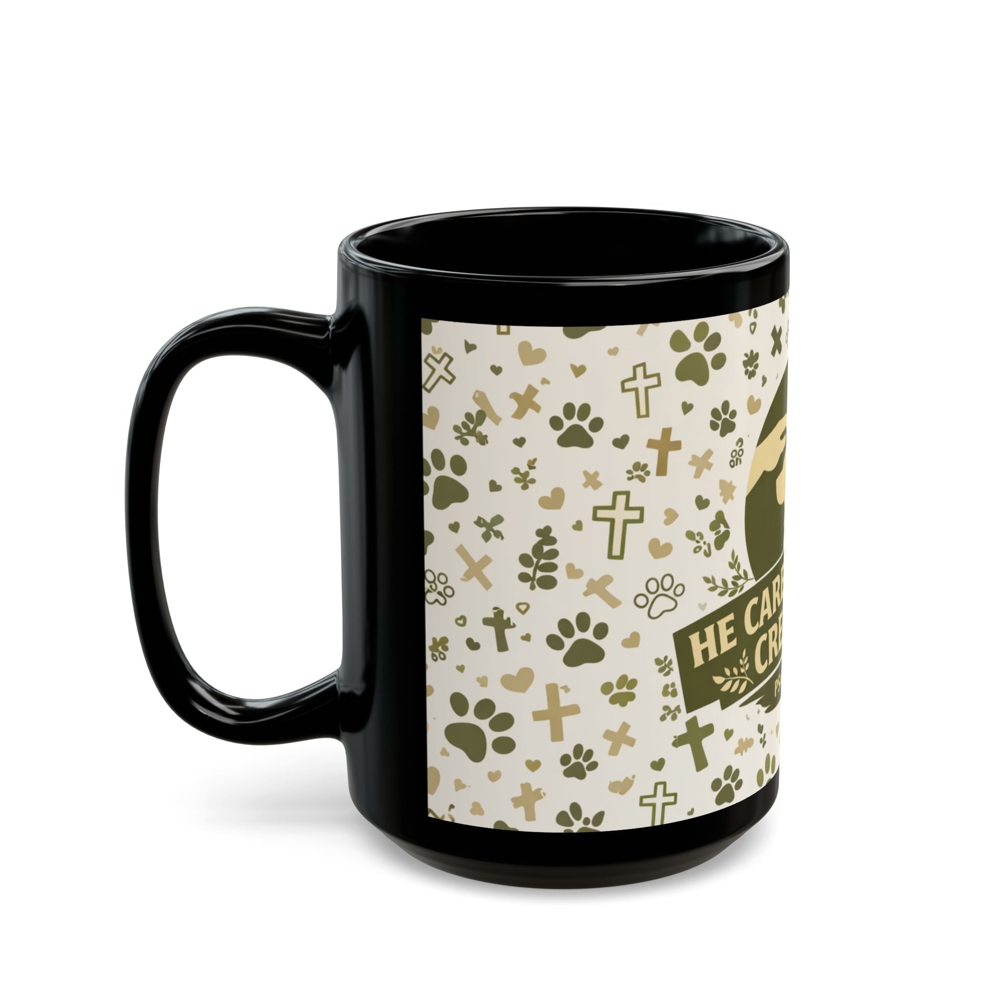 He Cares For All Creation Mug — Psalm 36:6 Christian Animal Lover Coffee Cup
