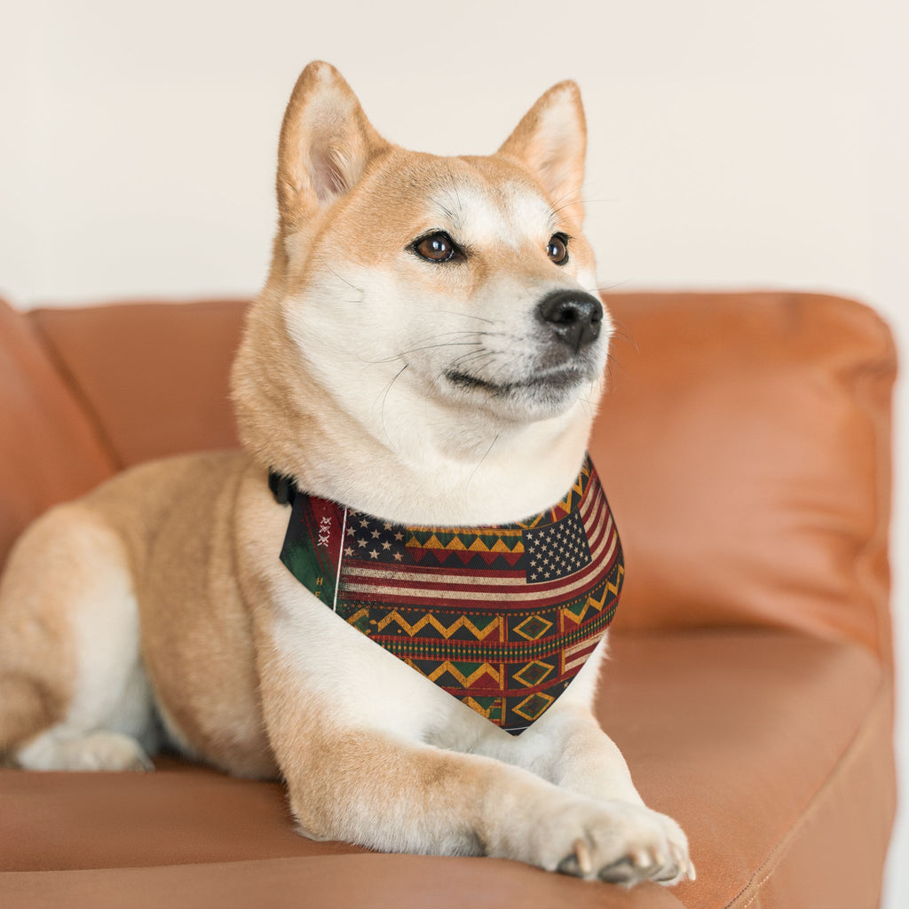 Geometric Kente Inspired and USA Print Pet Bandana Collar