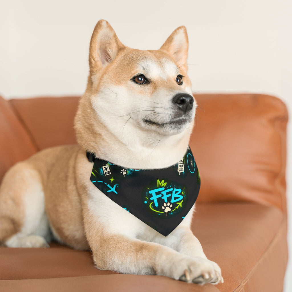 Graffiti FFB Dog Bandana Collar – Neon Paw Print