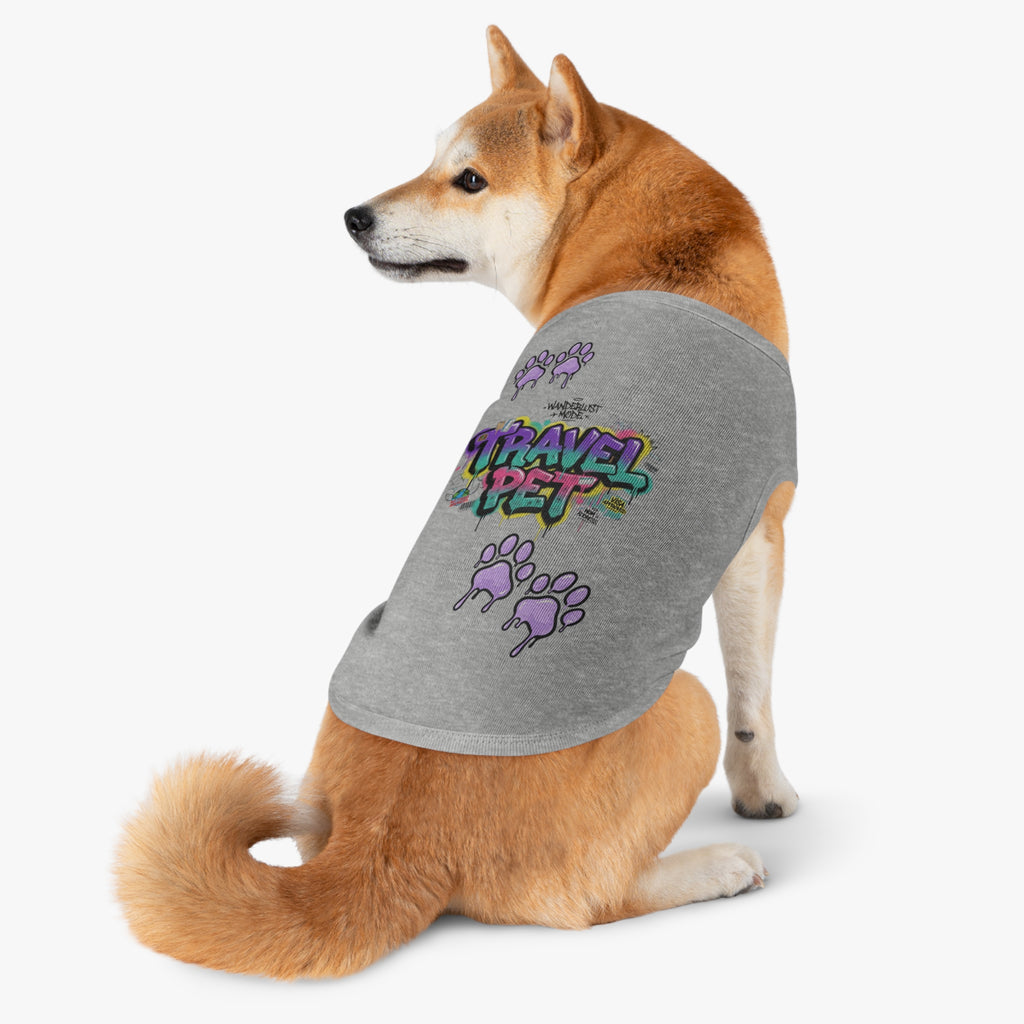 Graffiti Paw Print Travel Pet Tank Top — Trendy Street-Style Dog Shirt Matching Human Shirt