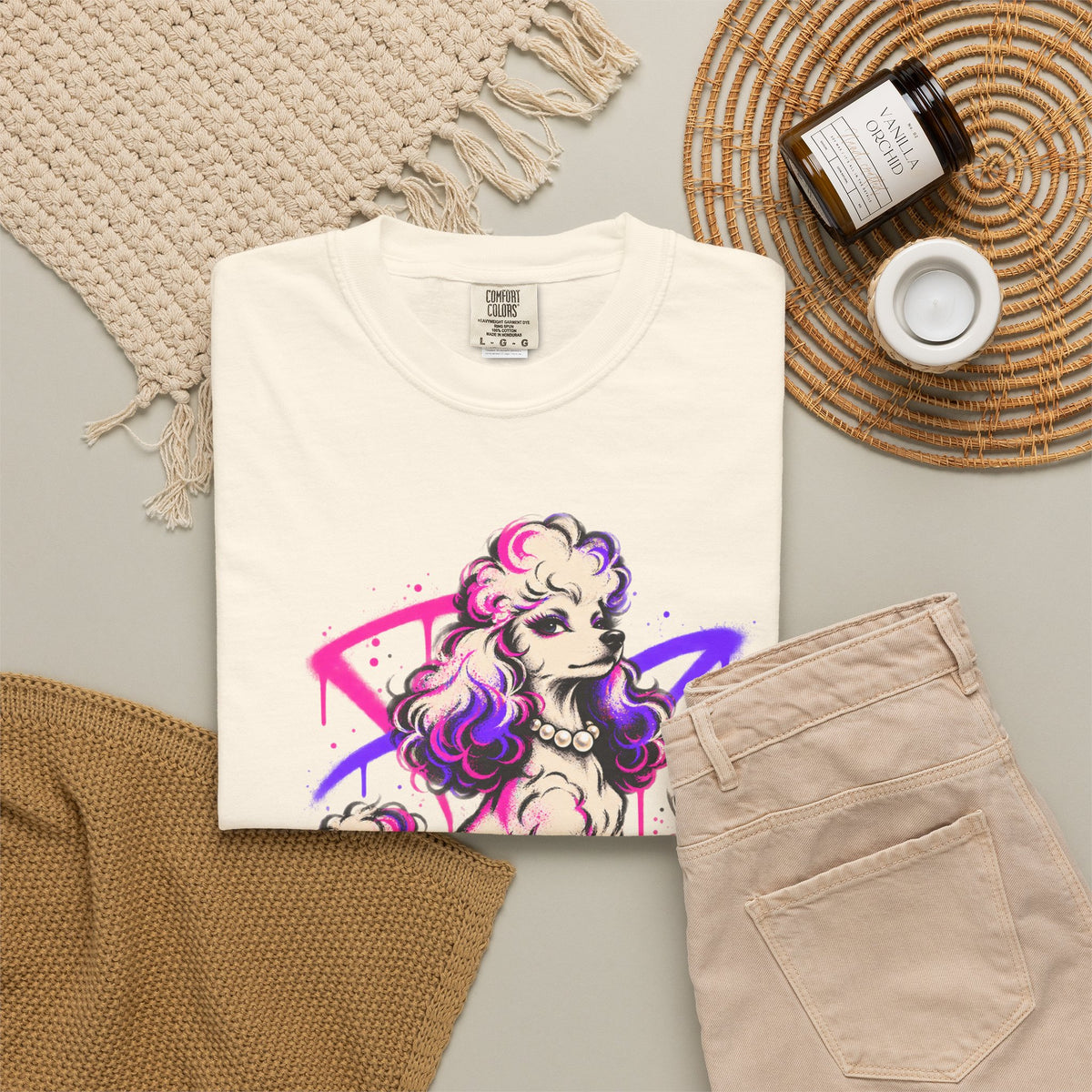 Poodle 'Fur Grandma' Graphic T-Shirt — Retro Neon Pet Lover Tee