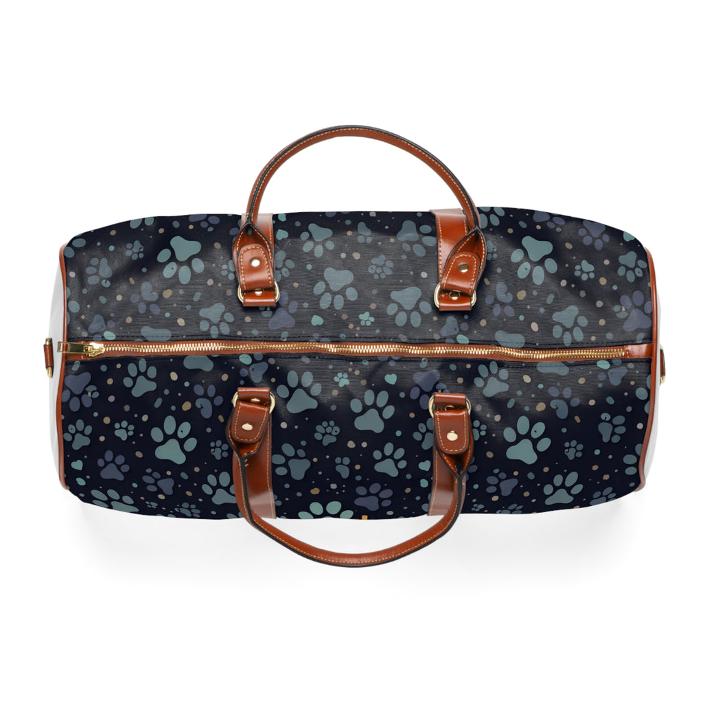 Christian Paw Print Travel Duffle — Psalm 145:9 Waterproof Weekender Bag