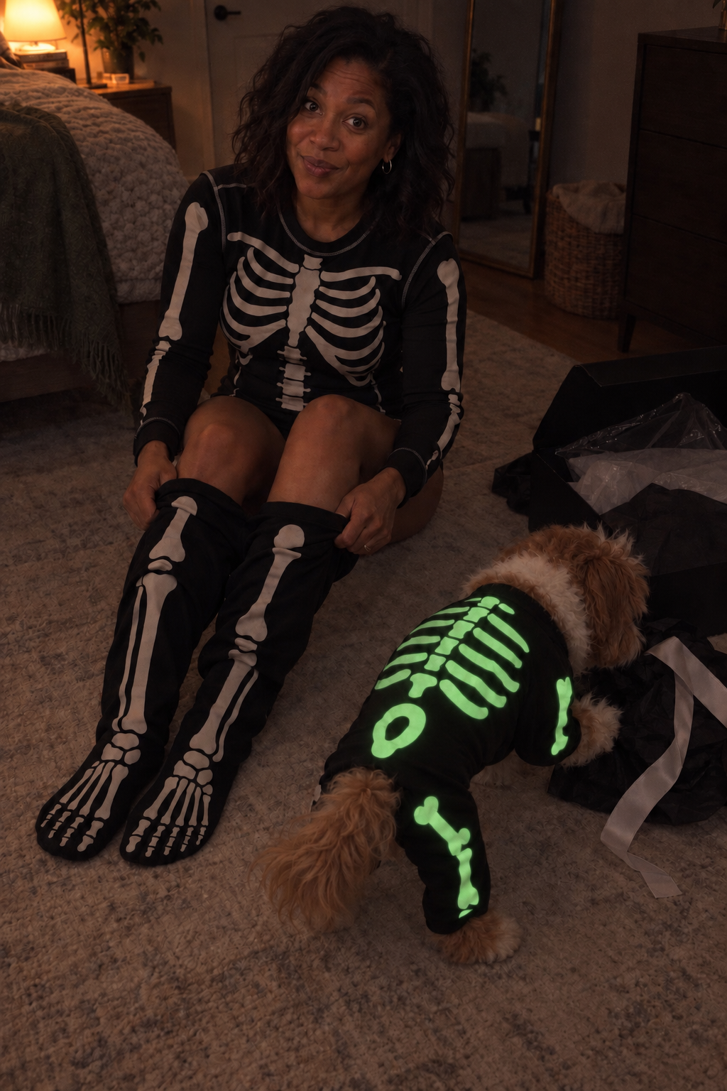 Halloween Glow Skeleton Pet Costume | Luminous Hoodie Jumpsuit for Dogs & Cats S–XL