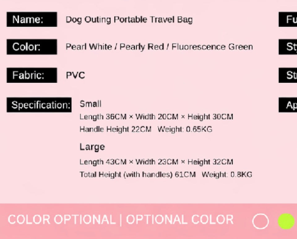 The See-Through Tote — Stylish PVC Pet Carrier for Small Dogs
