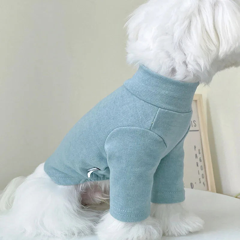 Turtleneck Dog Sweatshirt — Soft Pullover T-Shirt for Small Dogs & Cats | Chihuahua, Bichon, Pug | 5 Colors