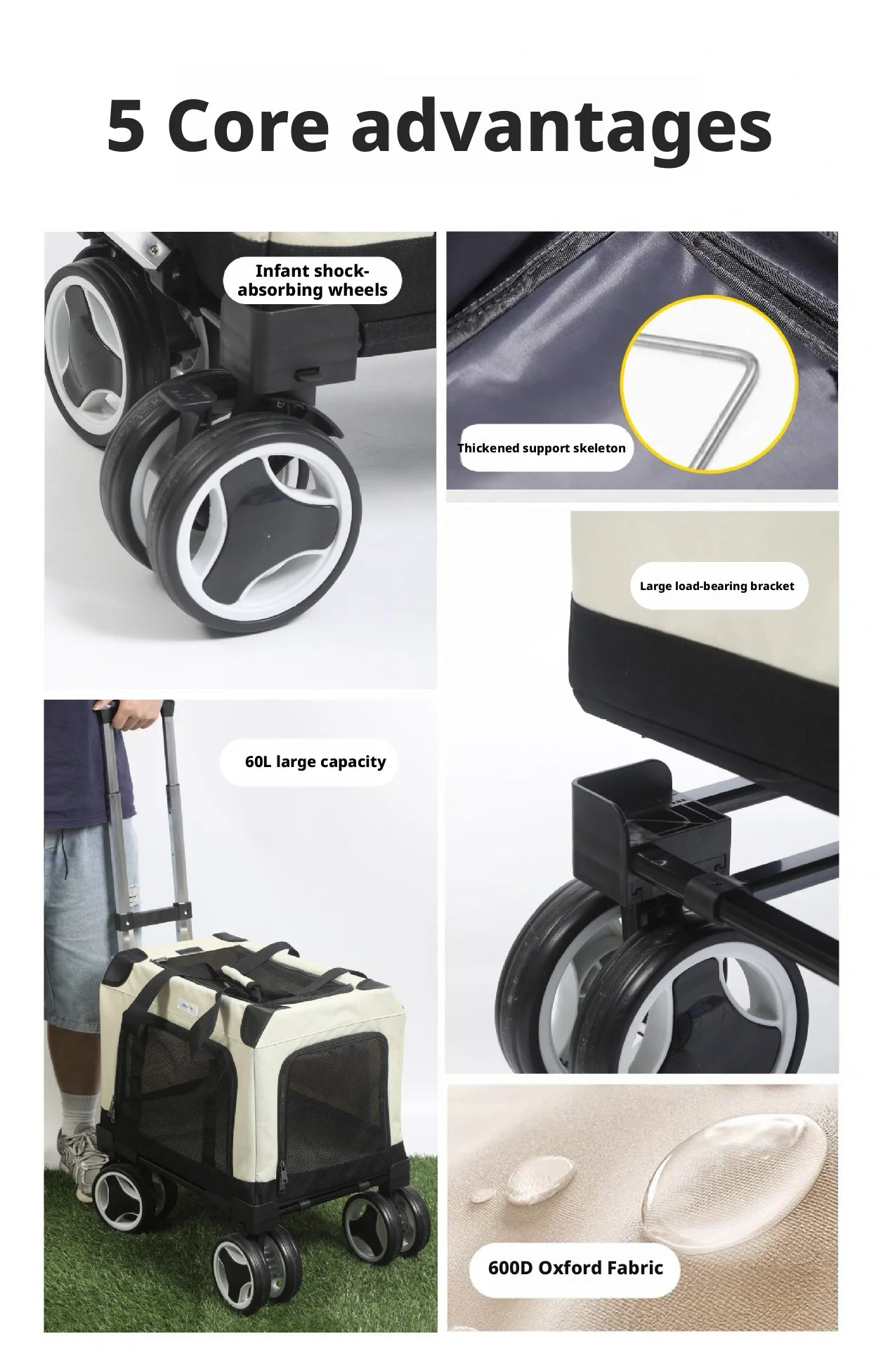 Pet Trolley Bag Foldable Zipper Large Capacity Cat Bag New Portable Breathable Small Dog Multi-cat Carrying Case