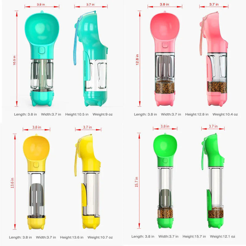 Portable Eco-Friendly Plastic Dog Travel Water Bottle with Food Container and Storage Cups-