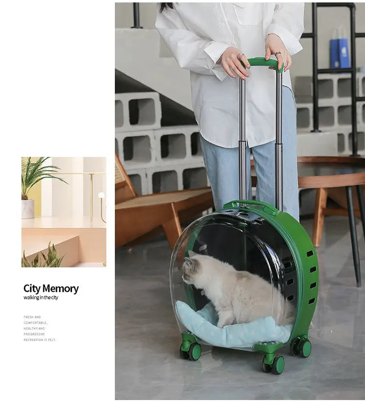 Pet Dog Trolley Backpack Portable Outdoor Cat Dog Carrier Bag Travel Wheeling  for t Transparent Case Pet Travel Suitcase