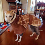 Plaid Fleece Dog Coat with Adjustable Belt