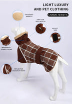 Plaid Fleece Dog Coat with Adjustable Belt