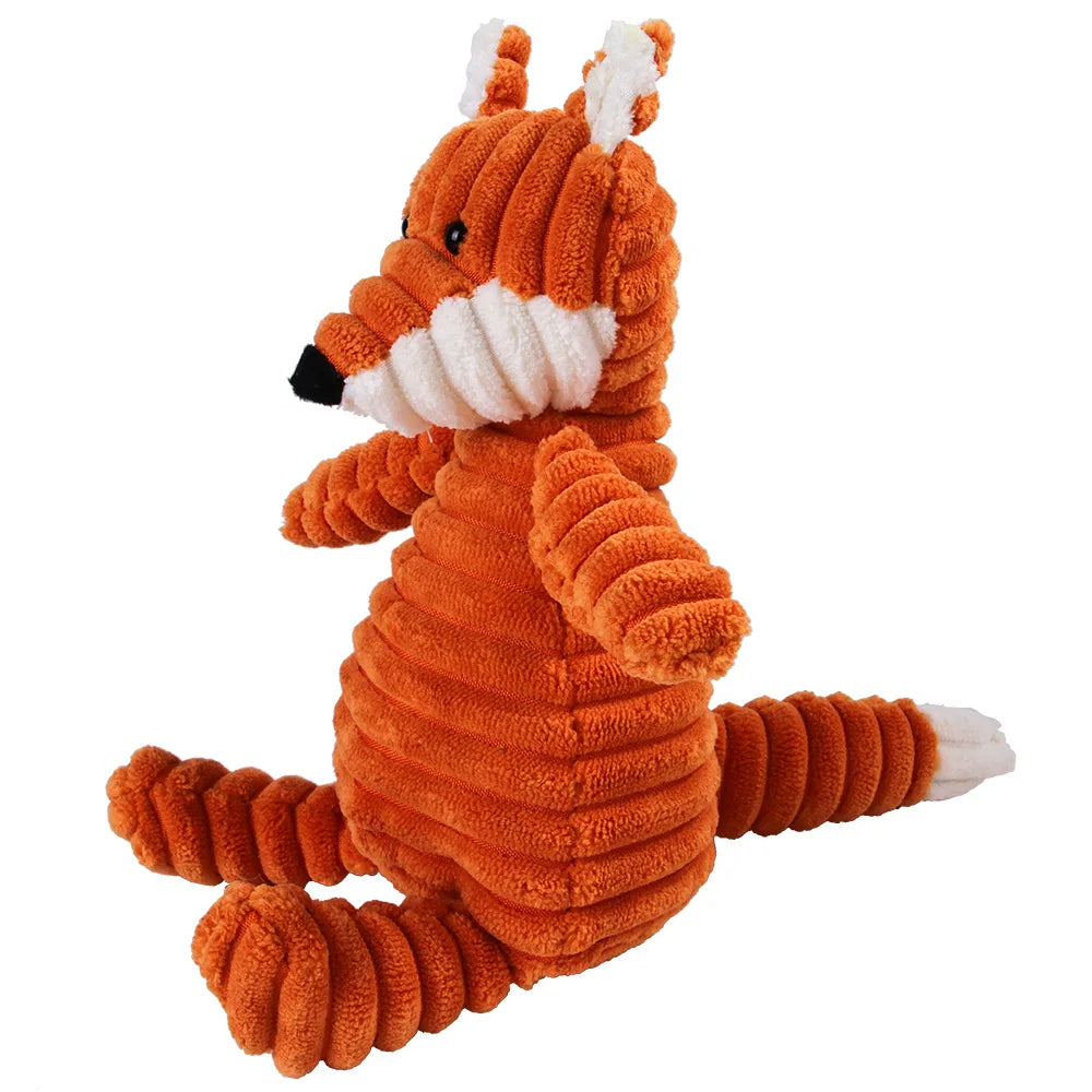 Squeaky Plush Dog Molar Toy — Corduroy Animal Characters for Chewing, Dental Health & Play | 18 Stylesh