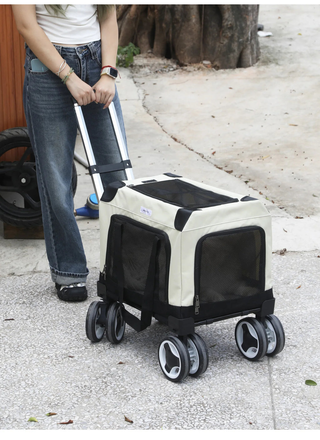 Pet Trolley Bag Foldable Zipper Large Capacity Cat Bag New Portable Breathable Small Dog Multi-cat Carrying Case