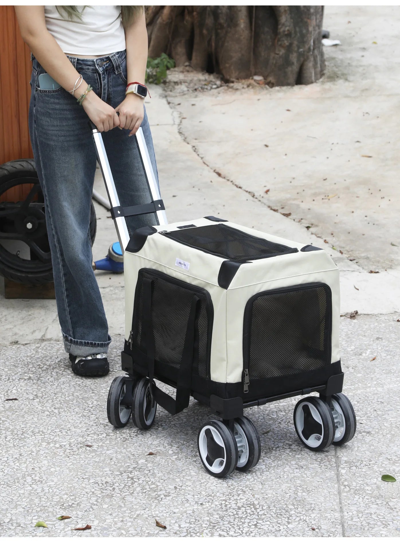 Pet Trolley Bag Foldable Zipper Large Capacity Cat Bag New Portable Breathable Small Dog Multi-cat Carrying Case