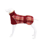 Plaid Fleece Dog Coat with Adjustable Belt