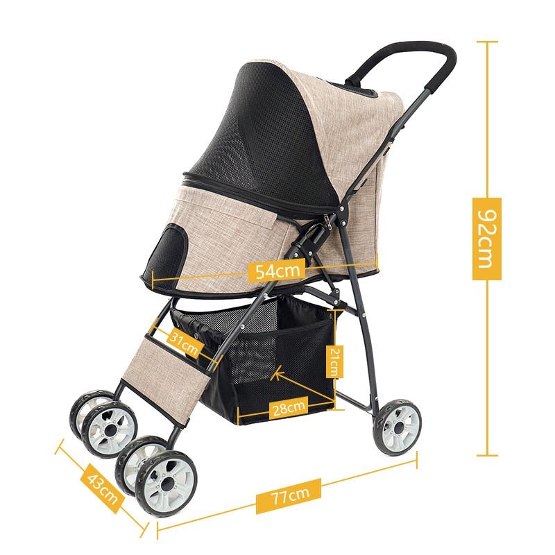 Pet Dog Puppy Cat Travel Stroller Pushchair Jogger Folding, Wheels Outdoor Travel Supplie