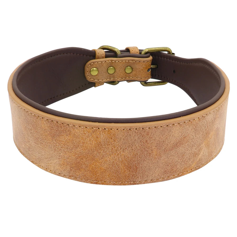 Wide Leather Dog Collar Padded Pet Collars Dog Collar for Medium Large Dogs Pitbull Bulldog German Shepherd 2XL Fashioned Furbabies