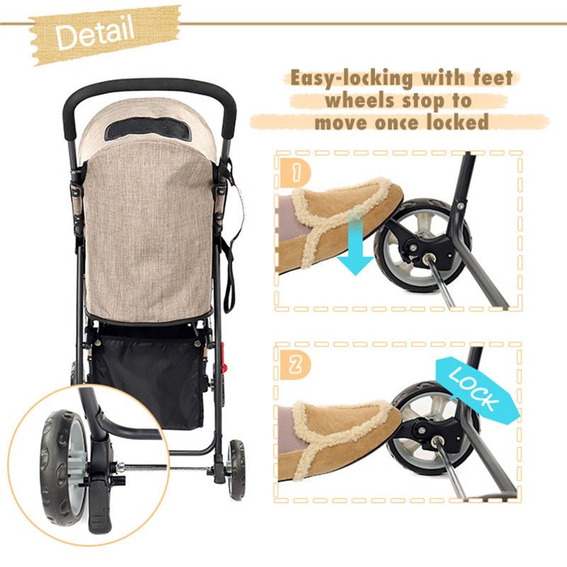 Pet Dog Puppy Cat Travel Stroller Pushchair Jogger Folding, Wheels Outdoor Travel Supplie