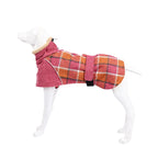 Plaid Fleece Dog Coat with Adjustable Belt